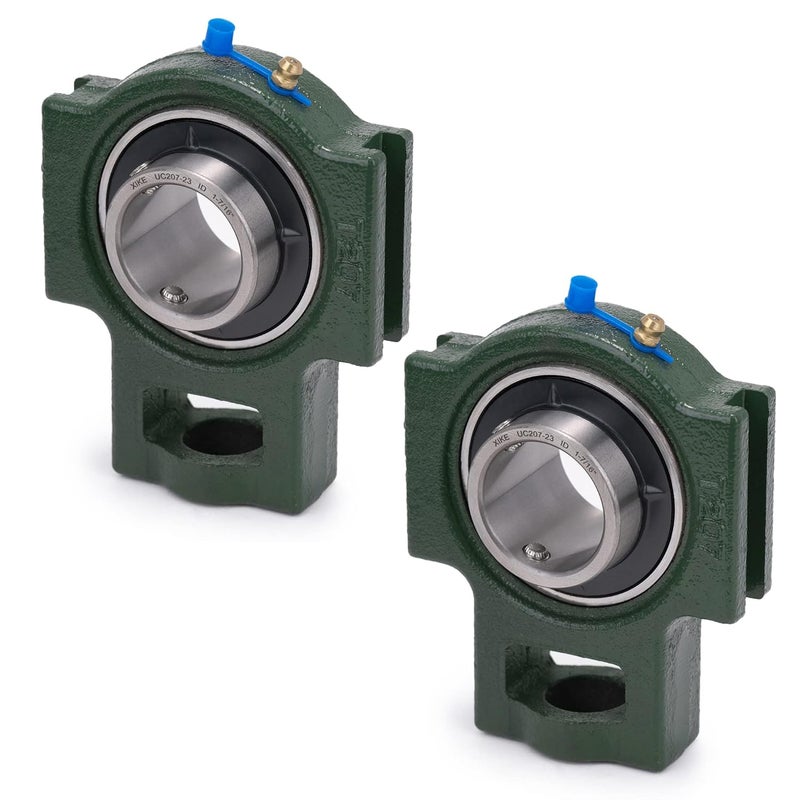 Xike 2 Pcs UCT207-23 Bore 1-7/16" Pillow Block Take-Up Mounted Ball Bearings, Solid Cast Iron Base and Self Aligning Chrome Steel - Image 1